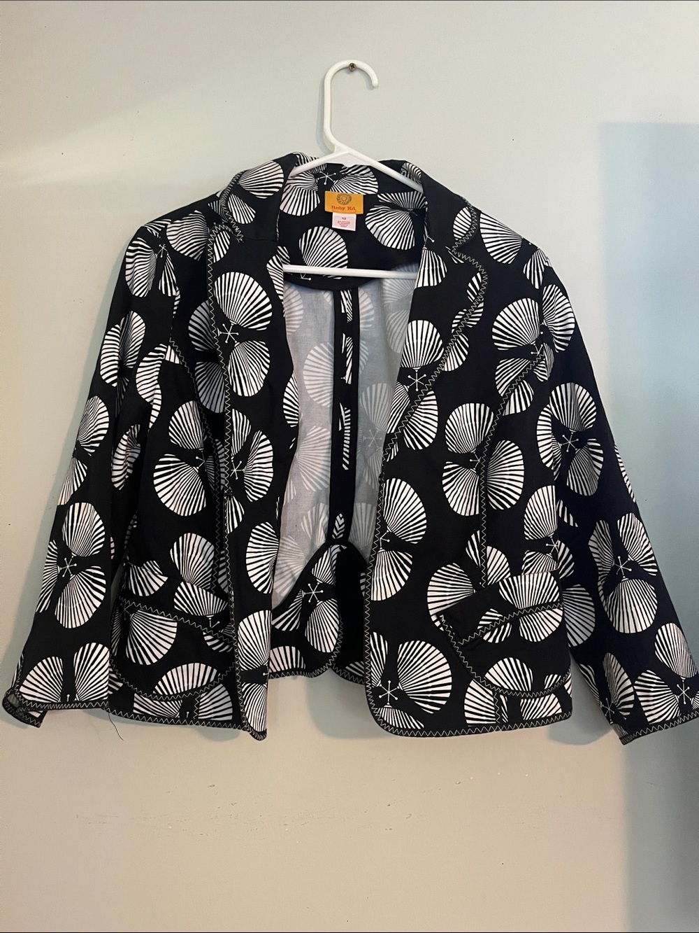 Ruby Rd. Black Jacket with White Circular Print